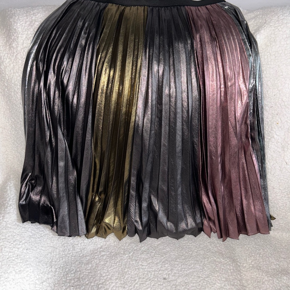 BCBG Metallic Multicolor Pleated Women's Skirt